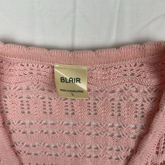 Blair Pink Crochet Knit Cardigan Large  Cottagecore Grandmacore - Picture 2 of 5